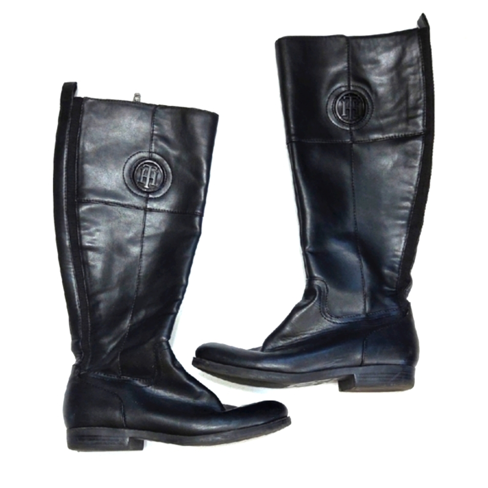 Tommy Hilfiger Sensora Black Knee High Riding Boots Size 8.5